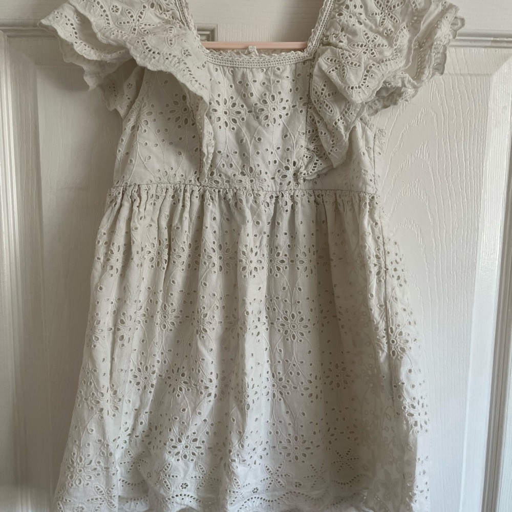 Zara White Ruffled Cut Out Sundress